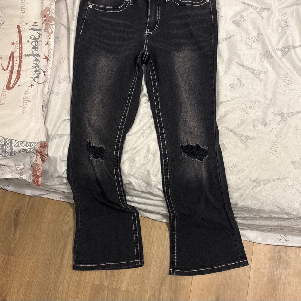 Stylish Black Distressed Juniors flare Jeans